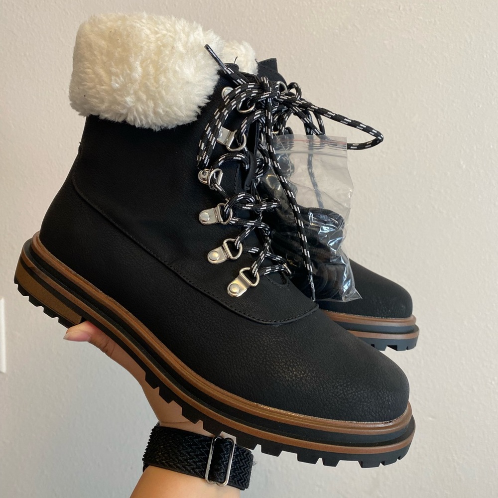 Torrid Black Faux Suede & Faux Fur Hiker Boot (WW)